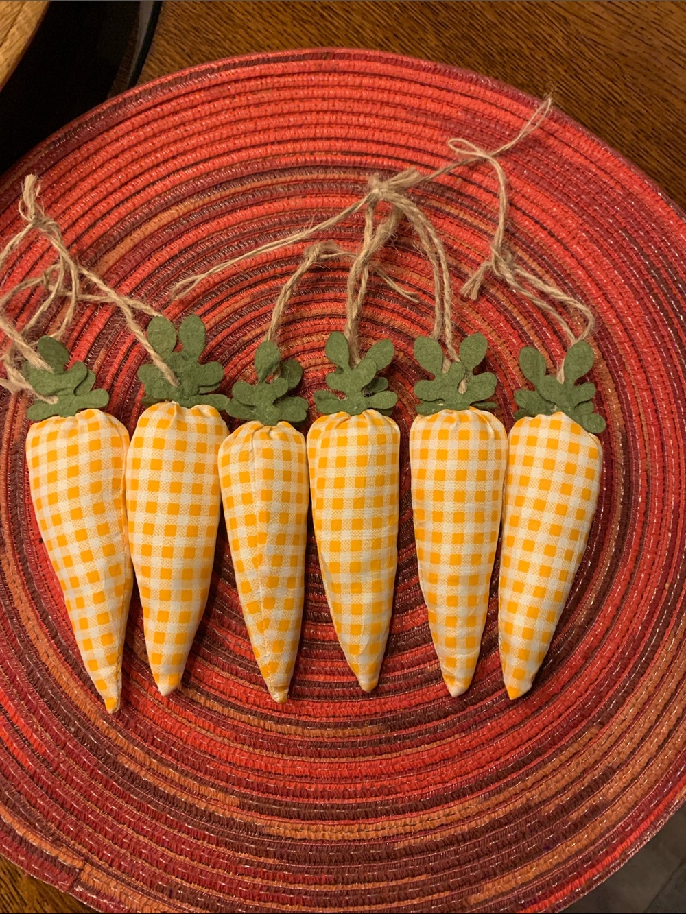 6 Handmade carrot ornaments